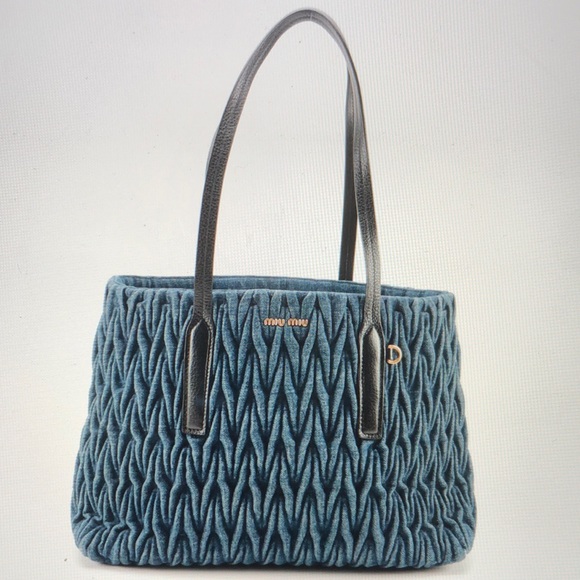 Miu Miu Handbags - Item #0234 Miu Miu Matelasse’ Denim Shoulder Bag or Tote